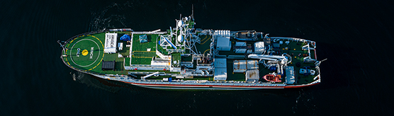 Finnish R/V Aranda; view from above the vessel